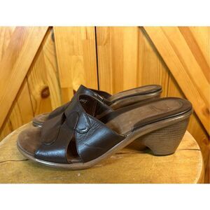 Dansko Womens 38-7.5-8 Brown Band Heel Sandals